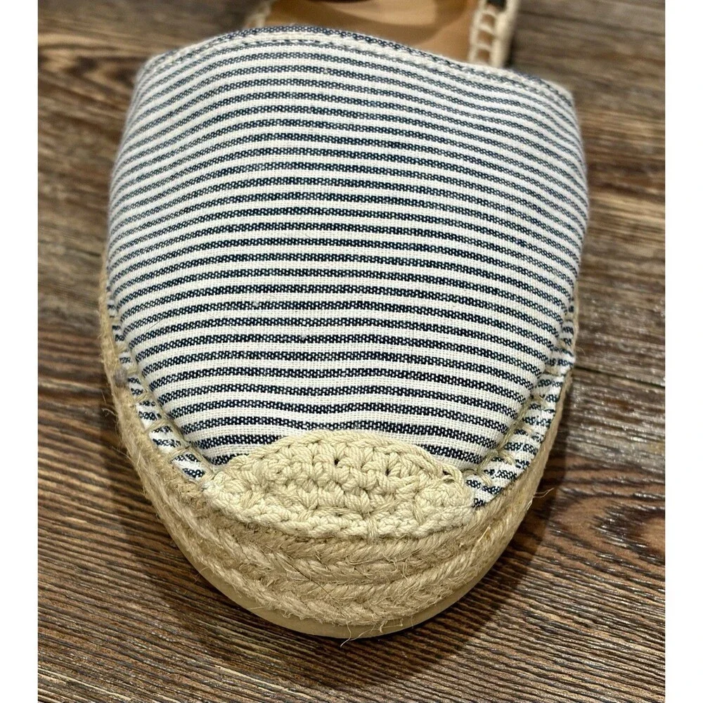 OLD NAVY  Navy, Chambray/White Stripe/Jute Ankle Strap Espadrilles - Sz 10 -NWOT